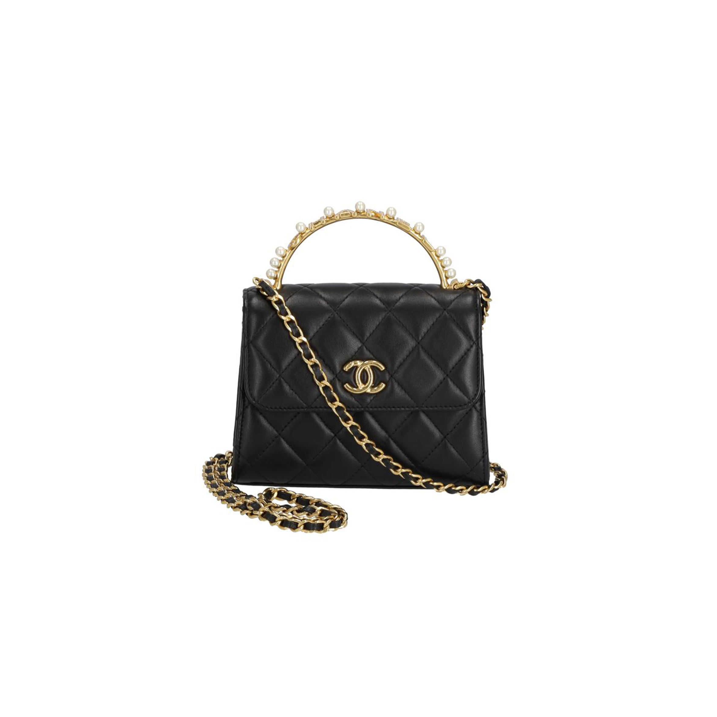 CHANEL MASTER FAKE PEARL COCO HANDLE MATELASSÉ CHAIN SHOULDER BAG (15*12*6cm)